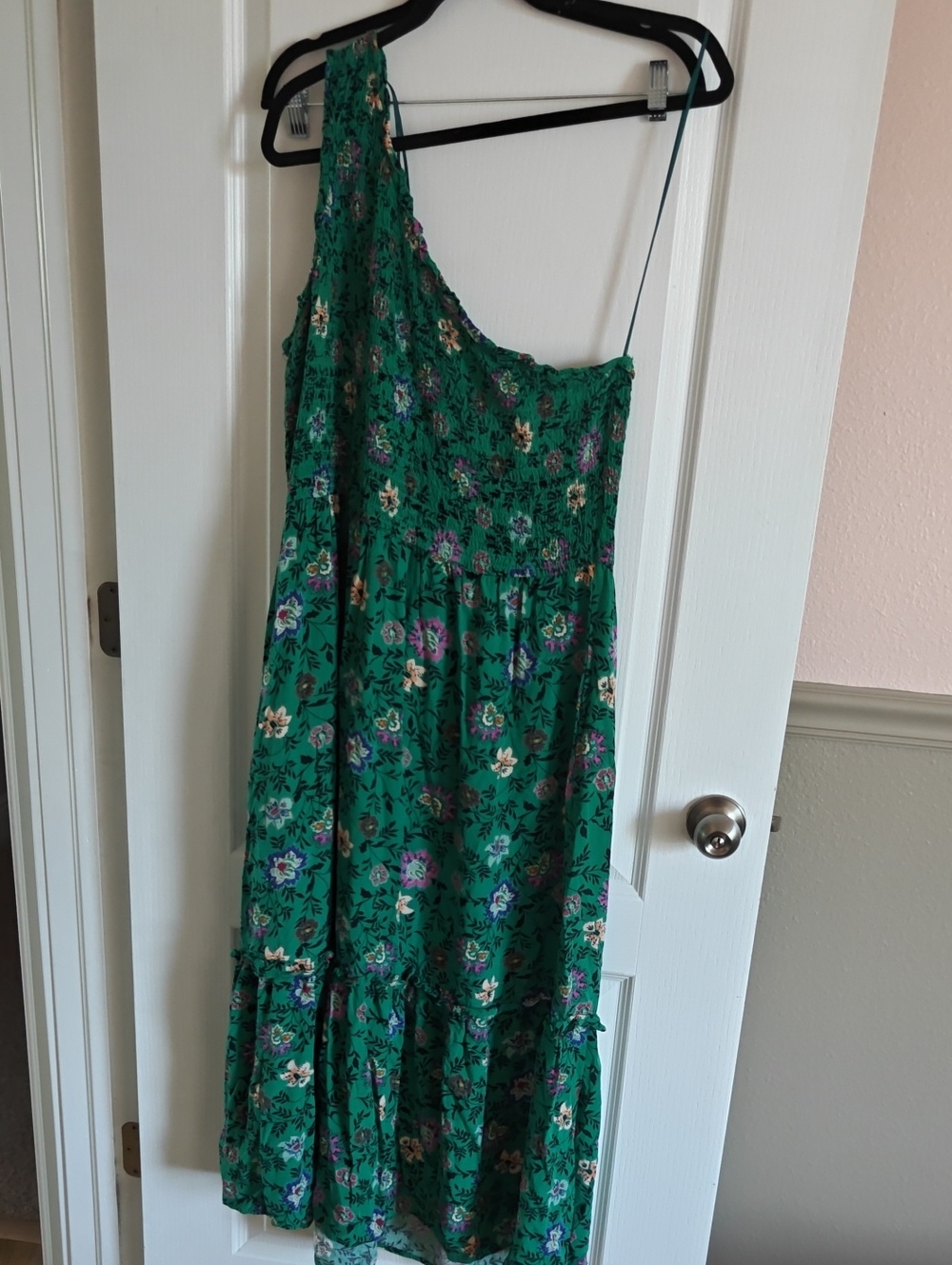 Knox Rose Green Floral One-Shoulder Maxi Dress
